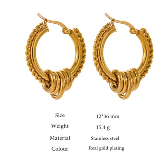 💛Gold plated round hoop earrings - Picture 3 of 6